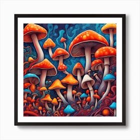 Mushroom Psychedelic Painting Art Print