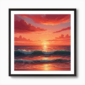 Sunset On The Beach 1 Art Print