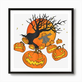 Spooky Pumpkin Halloween Scene Art Print