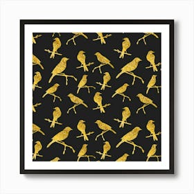 Background With Golden Birds Art Print