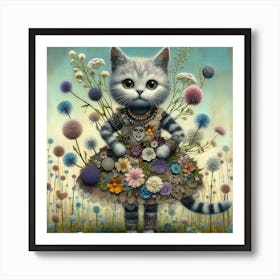 Cute punk cat 3 Art Print