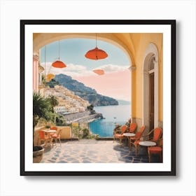 Amalfi Coast Matisse Style, Italy 5 Watercolour Travel Poster Art Print (2) Art Print