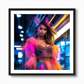 Neon Feathers 1 Art Print