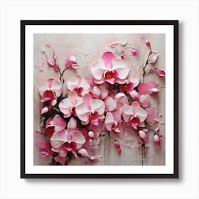 Pattern with pink Orchid flowers 3 Art Print