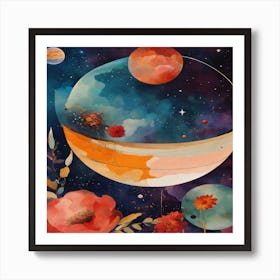 Flowers In Space Art Print