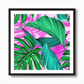 Tropical Greens Monstera Summer Art Print