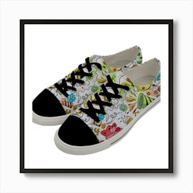 Doodle New Year Party Celebration Low Top Canvas Sneakers Art Print