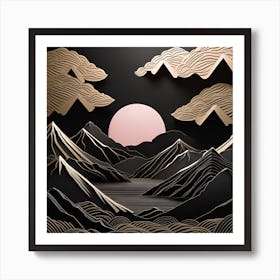Paper Cut Art Japanese Textured Monochromatic 1 Art Print