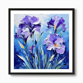 Romantic purple iris flowers Poster