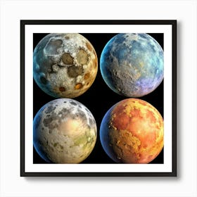 Four Moons In Space Art Print