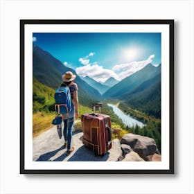 Woman On A Hike Art Print