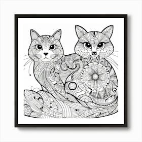 Cat Coloring Pages Art Print