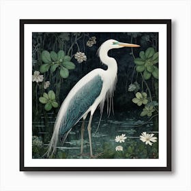 Ohara Koson Inspired Bird Painting Great Blue Heron 5 Square Art Print