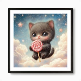 Lollipop Cat Art Print