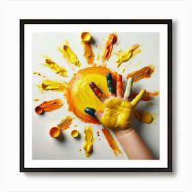 Child'S Hand Painted With Paint Art Print