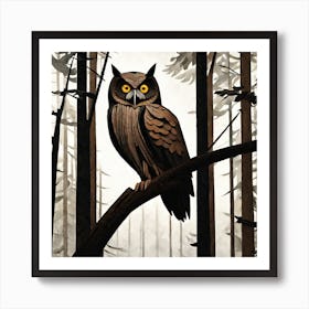 Owl In The Woods 12 Art Print