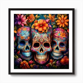 Day Of The Dead Skulls 16 Art Print