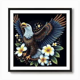 Eagle With Flowers 1 Art Print