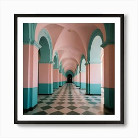 Pink And Blue Hallway 1 Poster