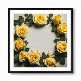 Yellow Roses Wreath Art Print