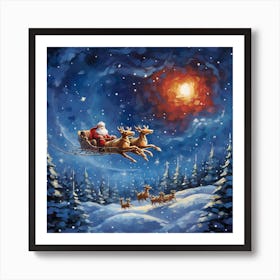 Santa Claus Flying 2 Art Print