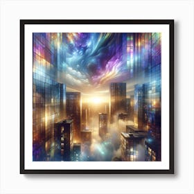 Portal Opening Above Cityscape Art Print