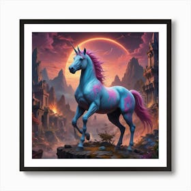 Unicorn In A Castle Art Print