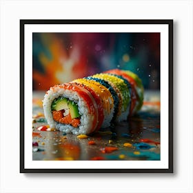 Sushi With Colorful Splatters Art Print