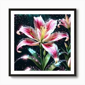 Pink Lily Wallpaper Art Print