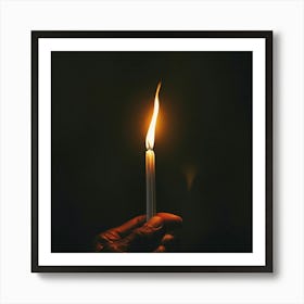 Hand Holding A Lit Candle Art Print