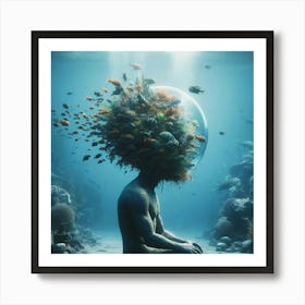 Man Meditating Underwater Art Print