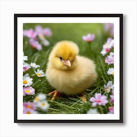 Cute Baby Chick In The Grass Art Print