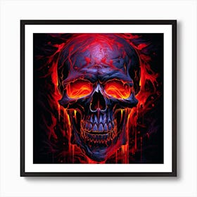 Skull With Flames Art Print