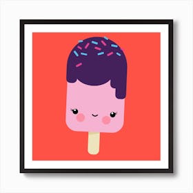 Sweet Wishes Kawaii Ice Cream Square Art Print