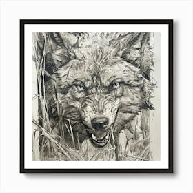 Wolf In The Grass Art Print