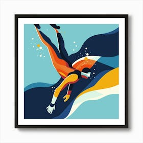 Scuba Diver Illustration Art Print