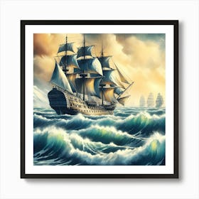 Sailing Ship In The Ocean 2 Art Print