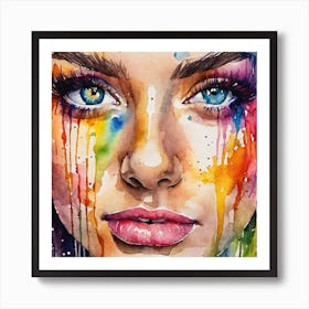 Watercolor Of A Woman'S Face 2 Art Print