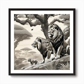 Lions In The Wild Art Print