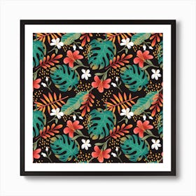 Tropical Summer Midnight Square Art Print