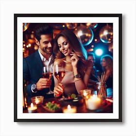 Couple At The Bar Art Print