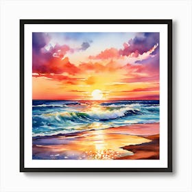 Sunset On The Beach 1 Art Print