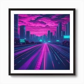 Neon Cityscape Art Print