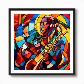 Jazz Musician Stained Glass Art Print