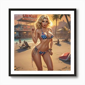 Pinup Girl In Bikini 1 Art Print