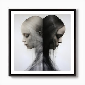 Two Women In Black And White Art Print