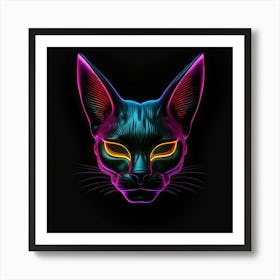 Neon Cat Head Poster