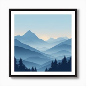 Misty mountains background in blue tone 18 Art Print