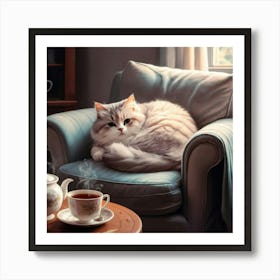 Cat In A Chair Art Print