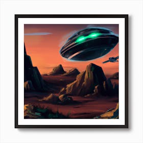 Alien Spaceship on Mars Art Print